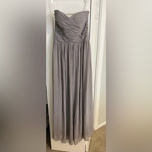 Donna Morgan grey bridesmaid dress